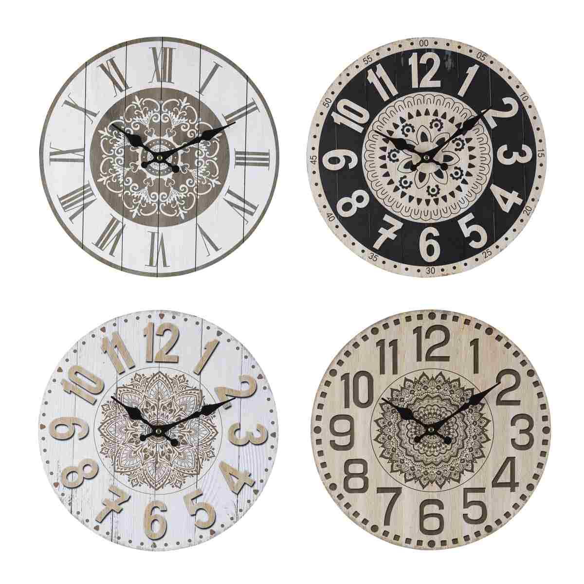 Orologio parete legno mandala tondo modello a