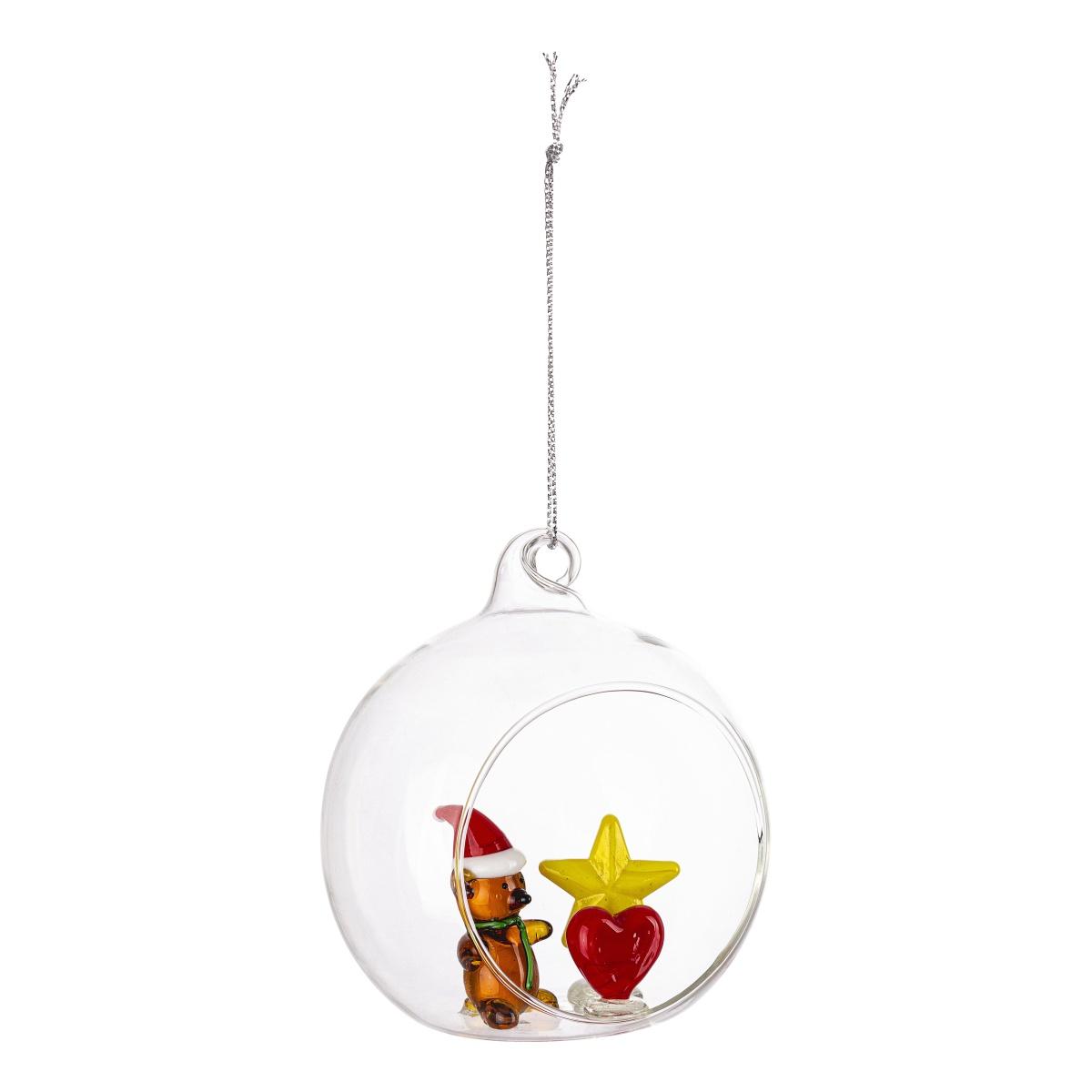 Pallina natalizia vetro orsetto cuore stella 8 cm