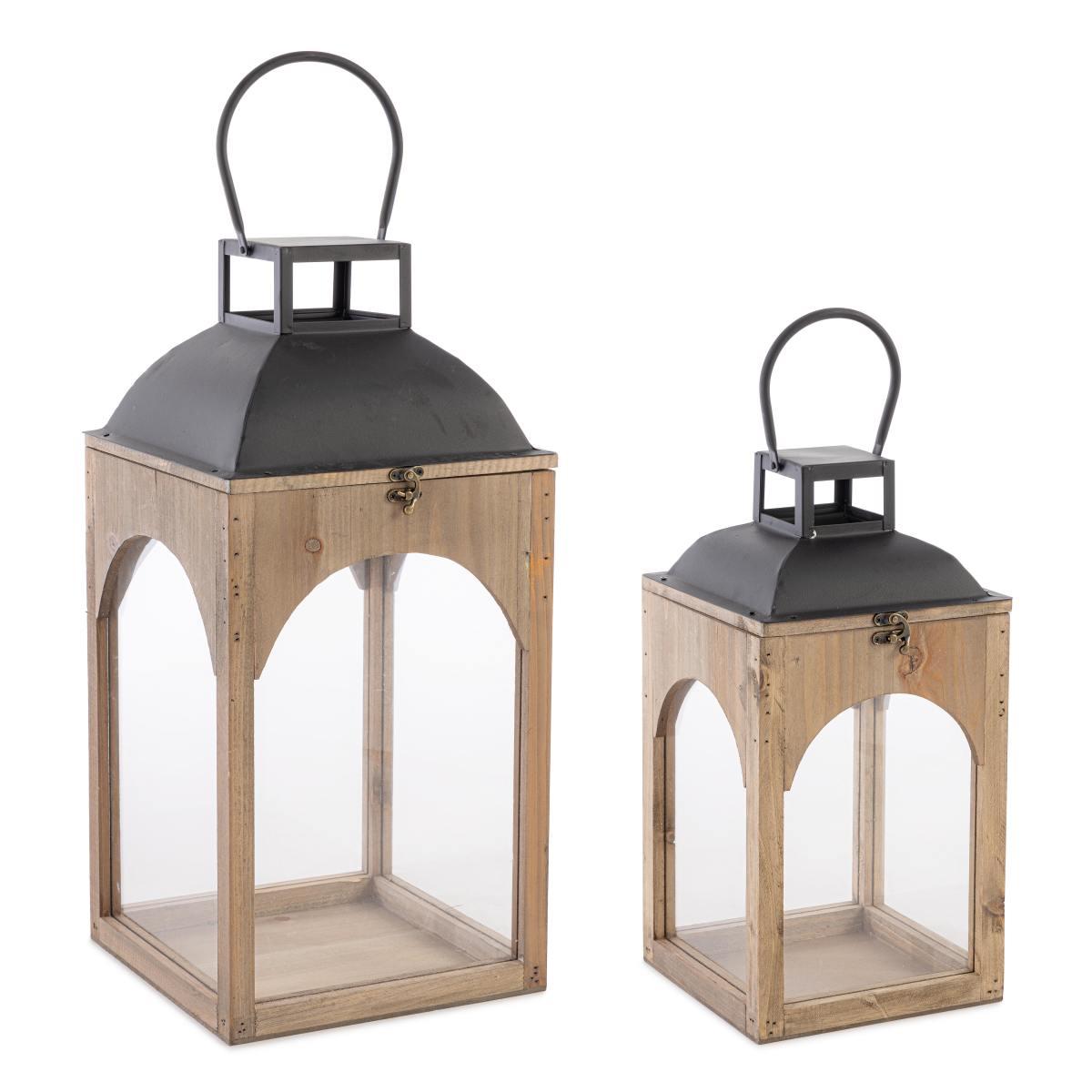 Lanterna legno shayra naturale nero 45 cm