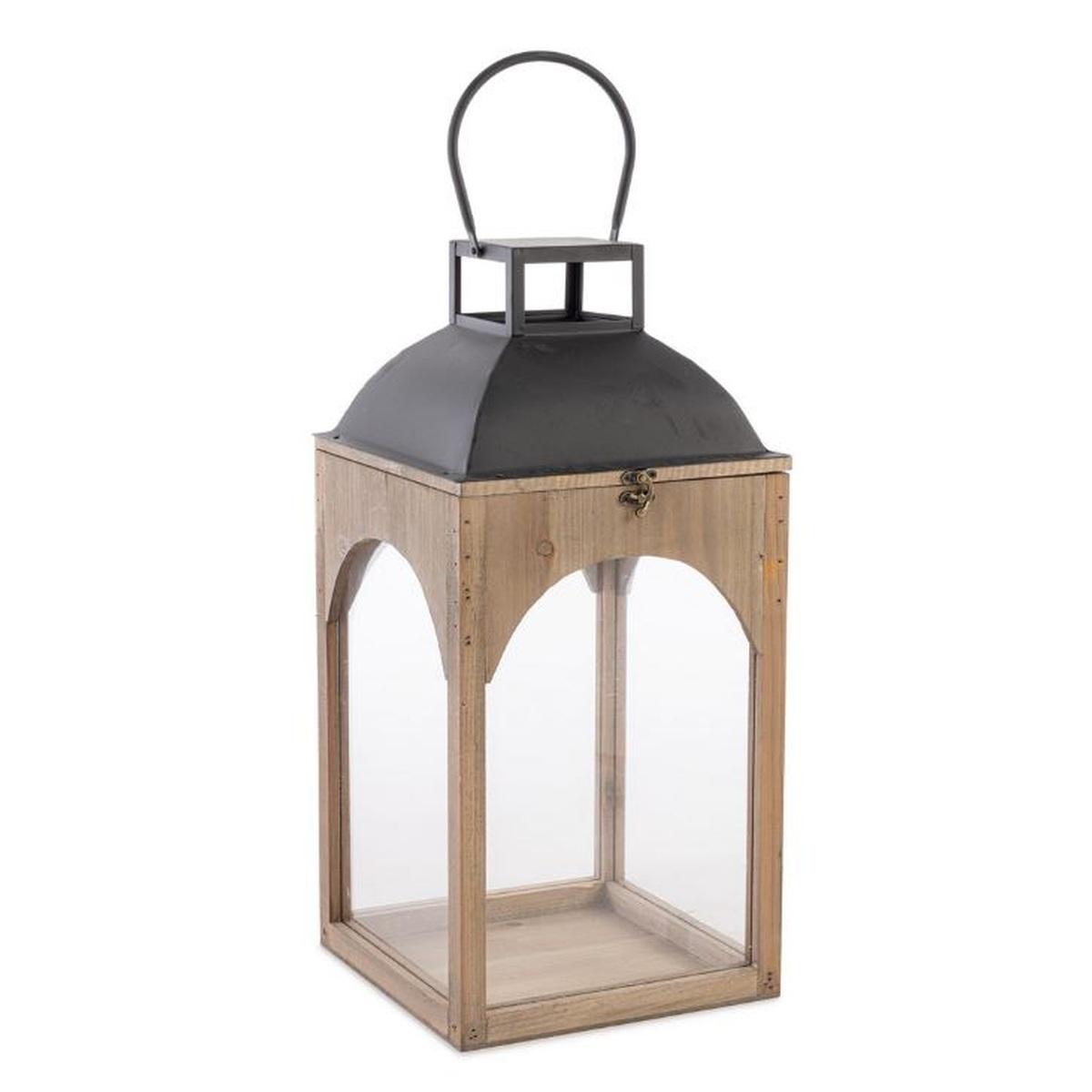 Lanterna legno shayra naturale nero 58,5 cm