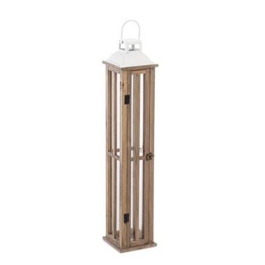 Lanterna legno shayra naturale tetto bianco 77 cm
