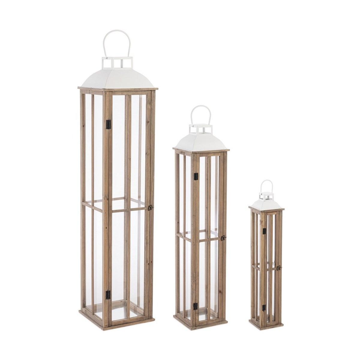 Lanterna legno shayra naturale tetto bianco 104 cm