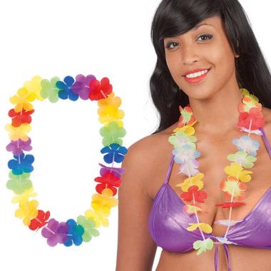 Collana hawaii fiori multicolor in tessuto
