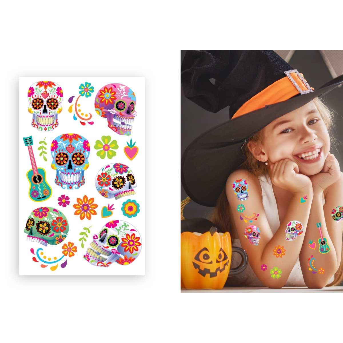 Tatuaggi corpo halloween catrina rimovibili assortiti