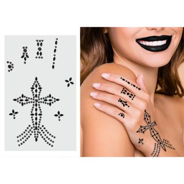 Trucco decorazioni adesive mano croce crystal nero