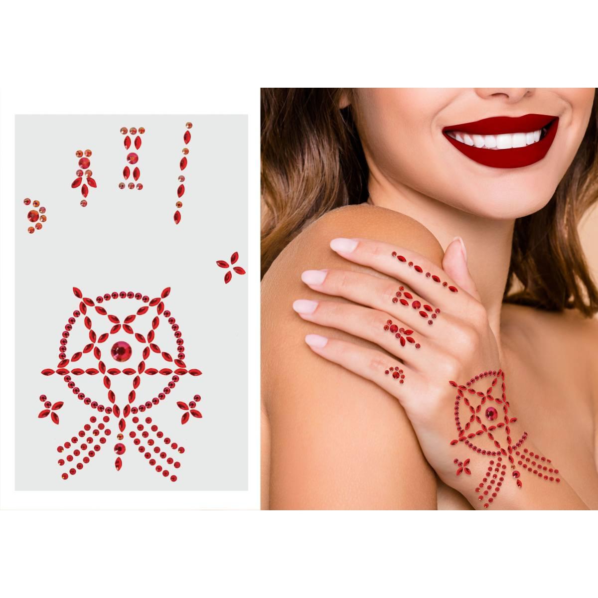 Trucco decorazioni adesive mano satanico crystal rosso