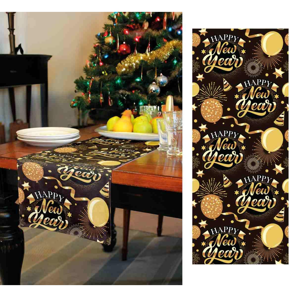 Runner capodanno nero scritta oro