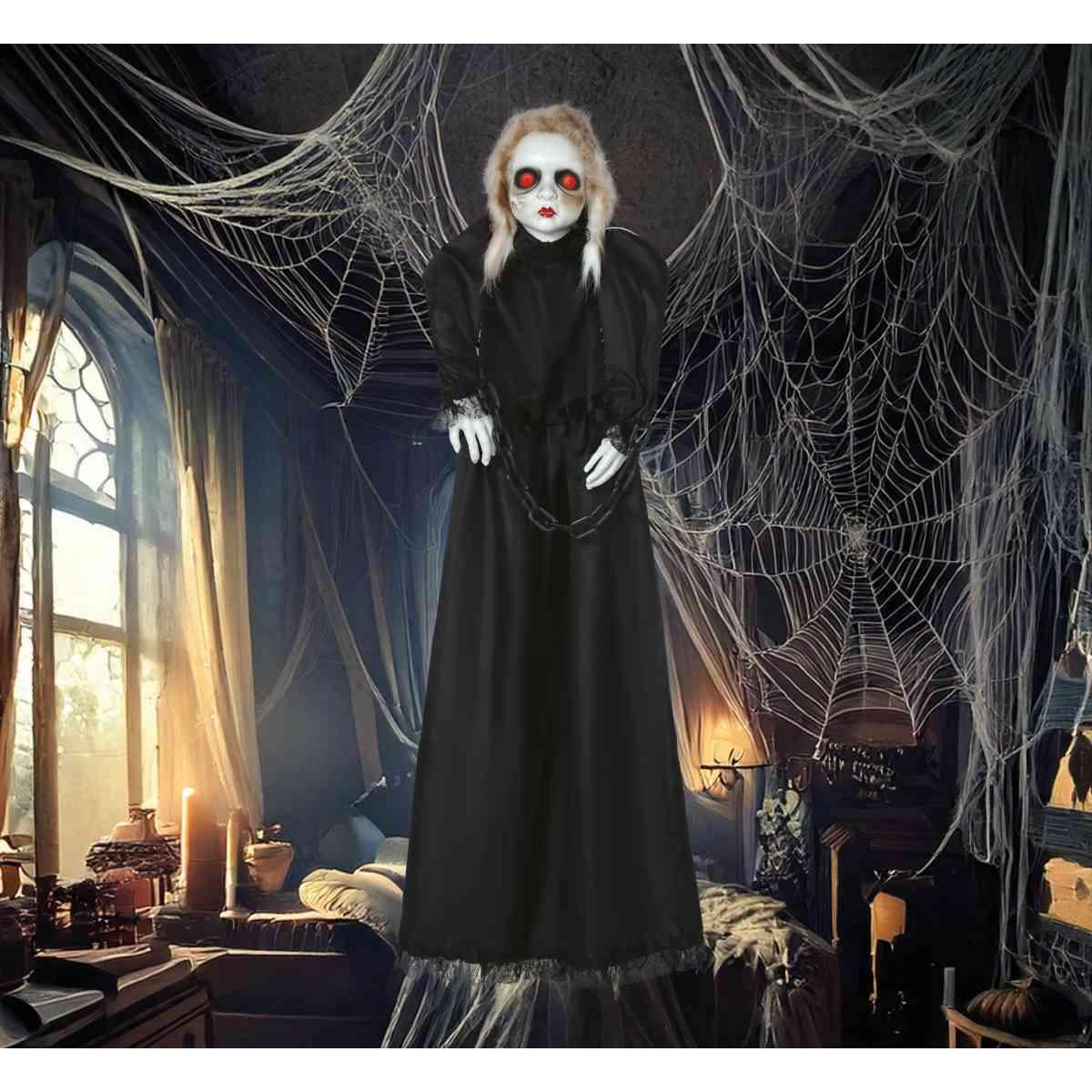 Bambola zombie da appendere luci movimento