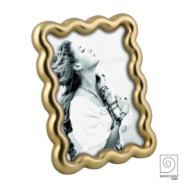 Cornice legno oro effetto onde 13 x 18 cm