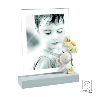 Cornice legno orsetto fiore 13 x 18 cm
