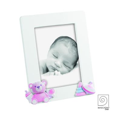 Cornice legno orsetto rosa 13 x 18 cm