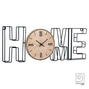 Orologio parete legno metallo scritta home modello a 51 cm