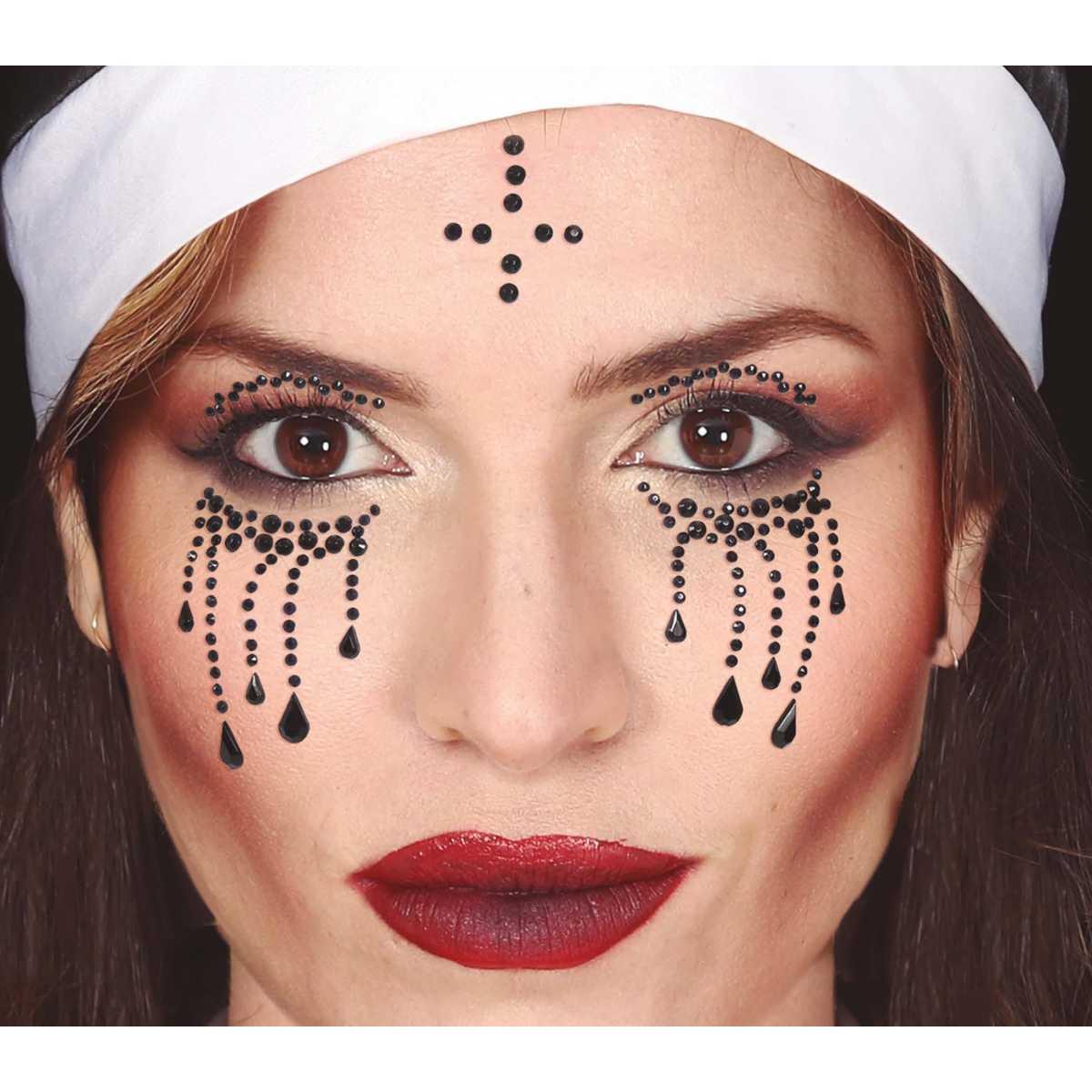 Trucco decorazioni adesive viso suora glitter