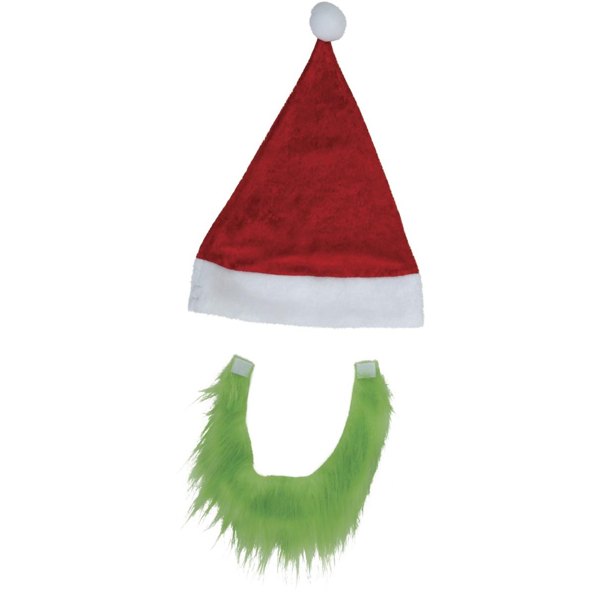 Cappello natale rosso barba verde grinch