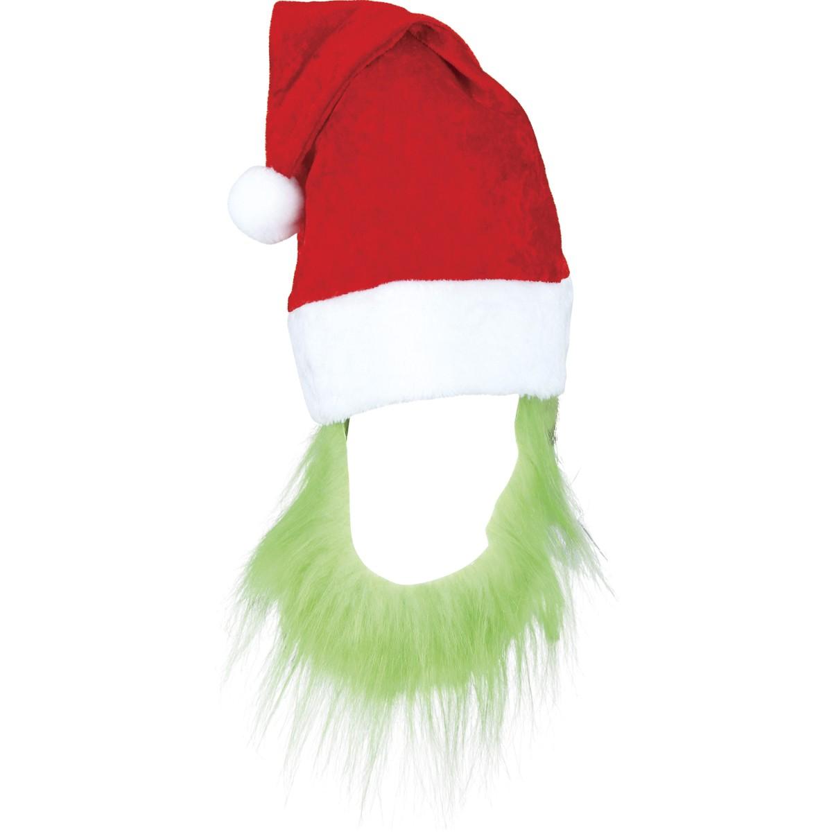 Cappello natale rosso barba verde grinch