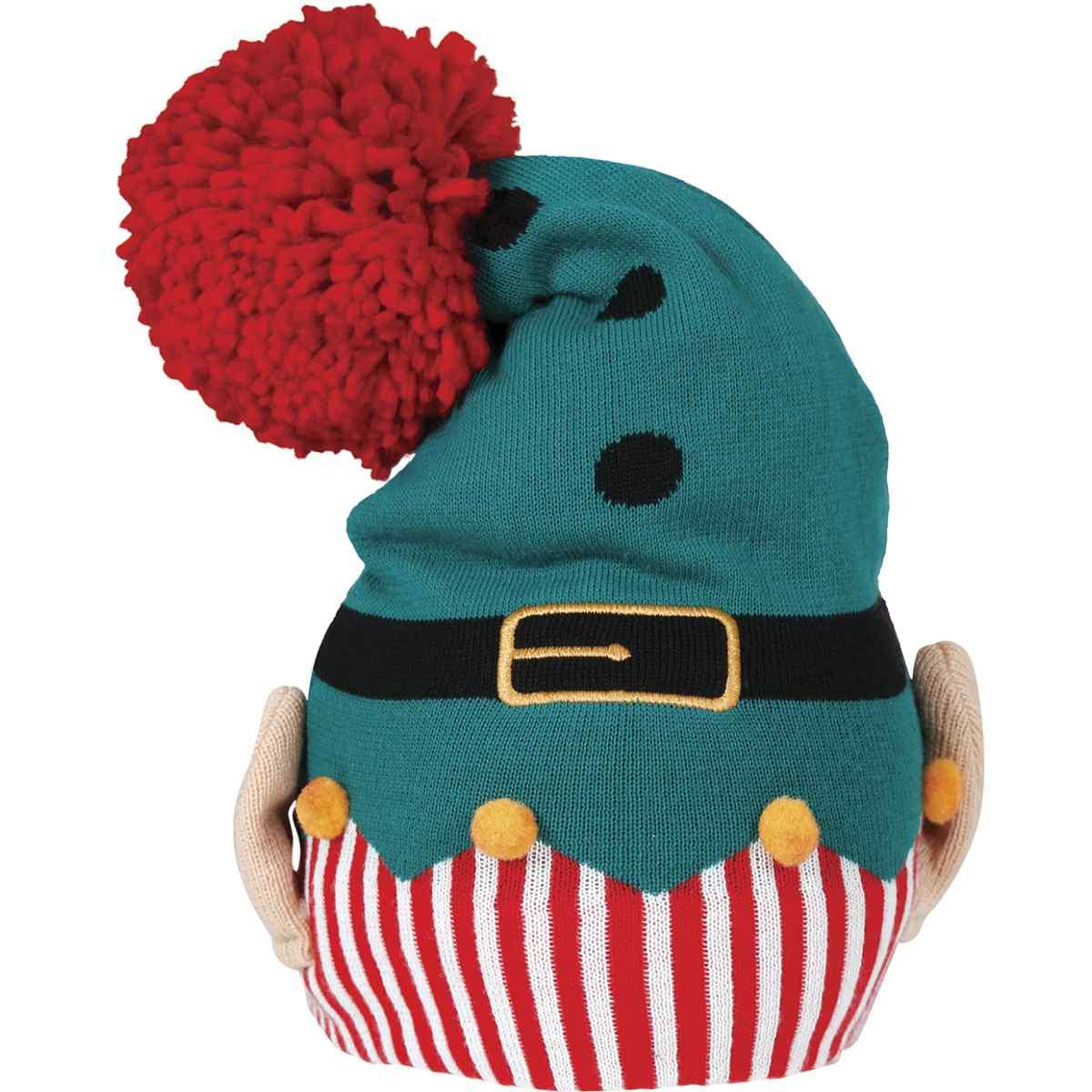 Cappello elfo verde rosso palline orecchie