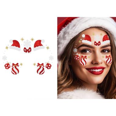 Trucco decorazioni adesive viso crystal candy natalizio