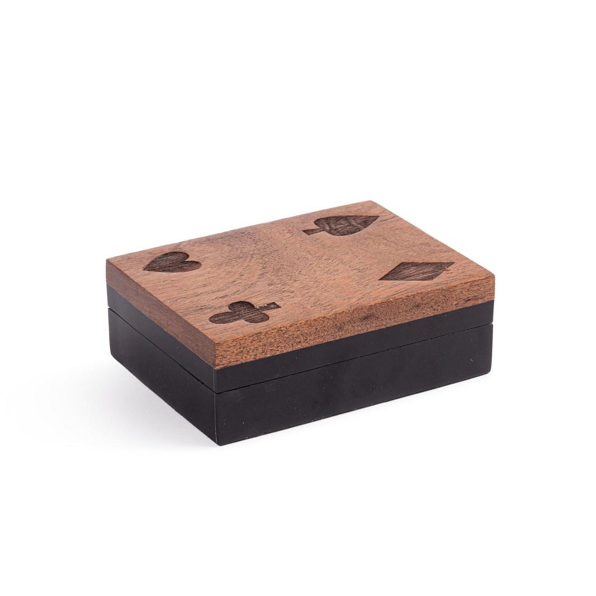 Decorazione scatola gioco legno carte 12 x 8,5 cm