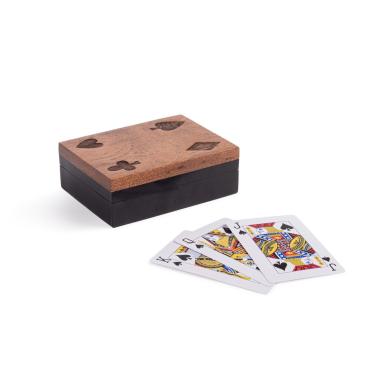 Decorazione scatola gioco legno carte 12 x 8,5 cm