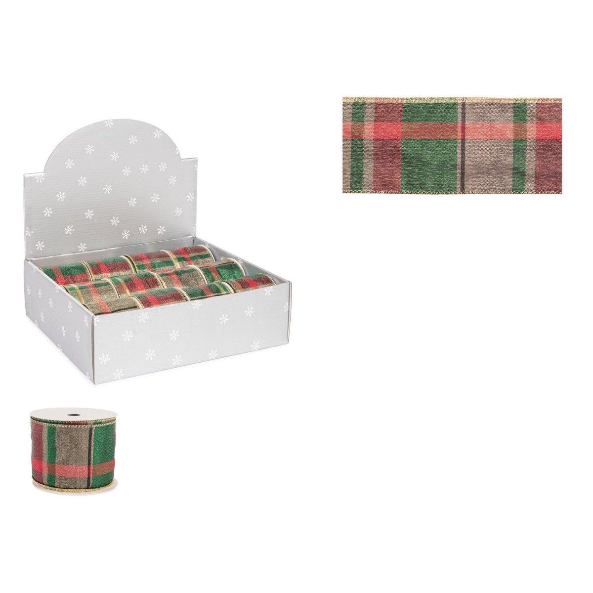 Nastro natalizio tartan rosso verde 6,3 x 500 cm