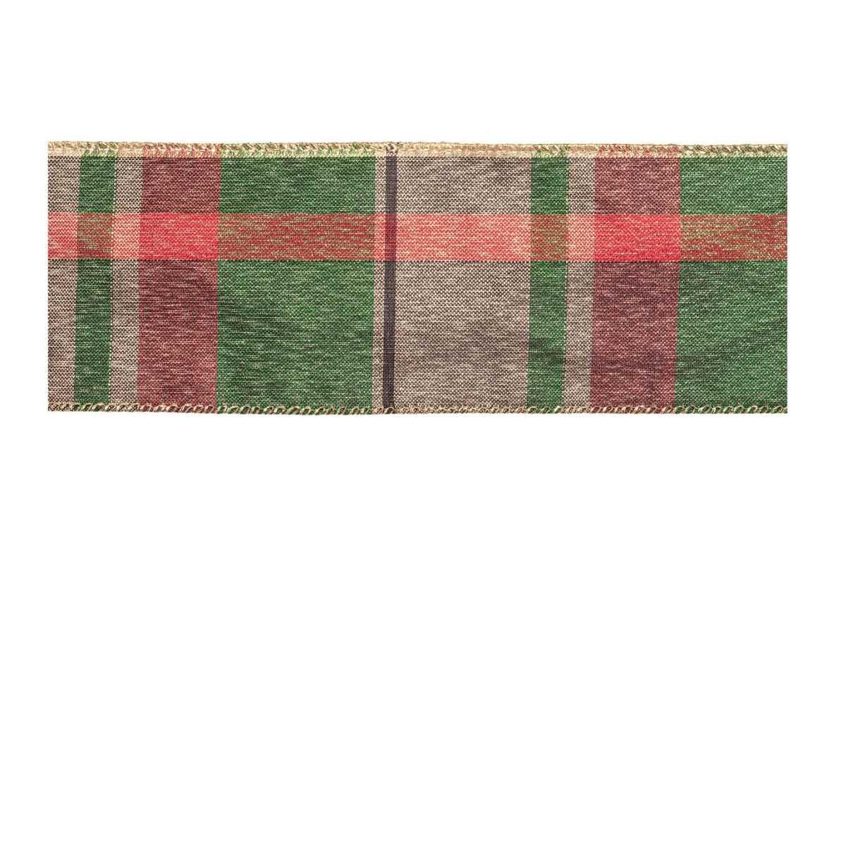 Nastro natalizio tartan rosso verde 6,3 x 500 cm