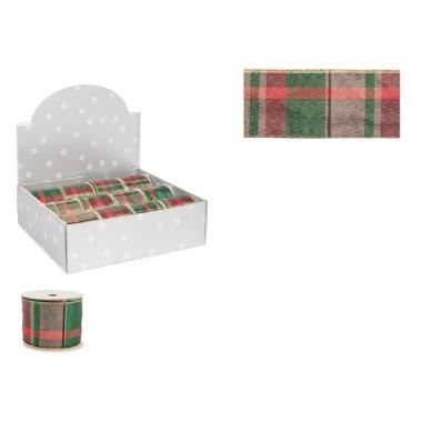 Nastro natalizio tartan rosso verde 6,3 x 500 cm