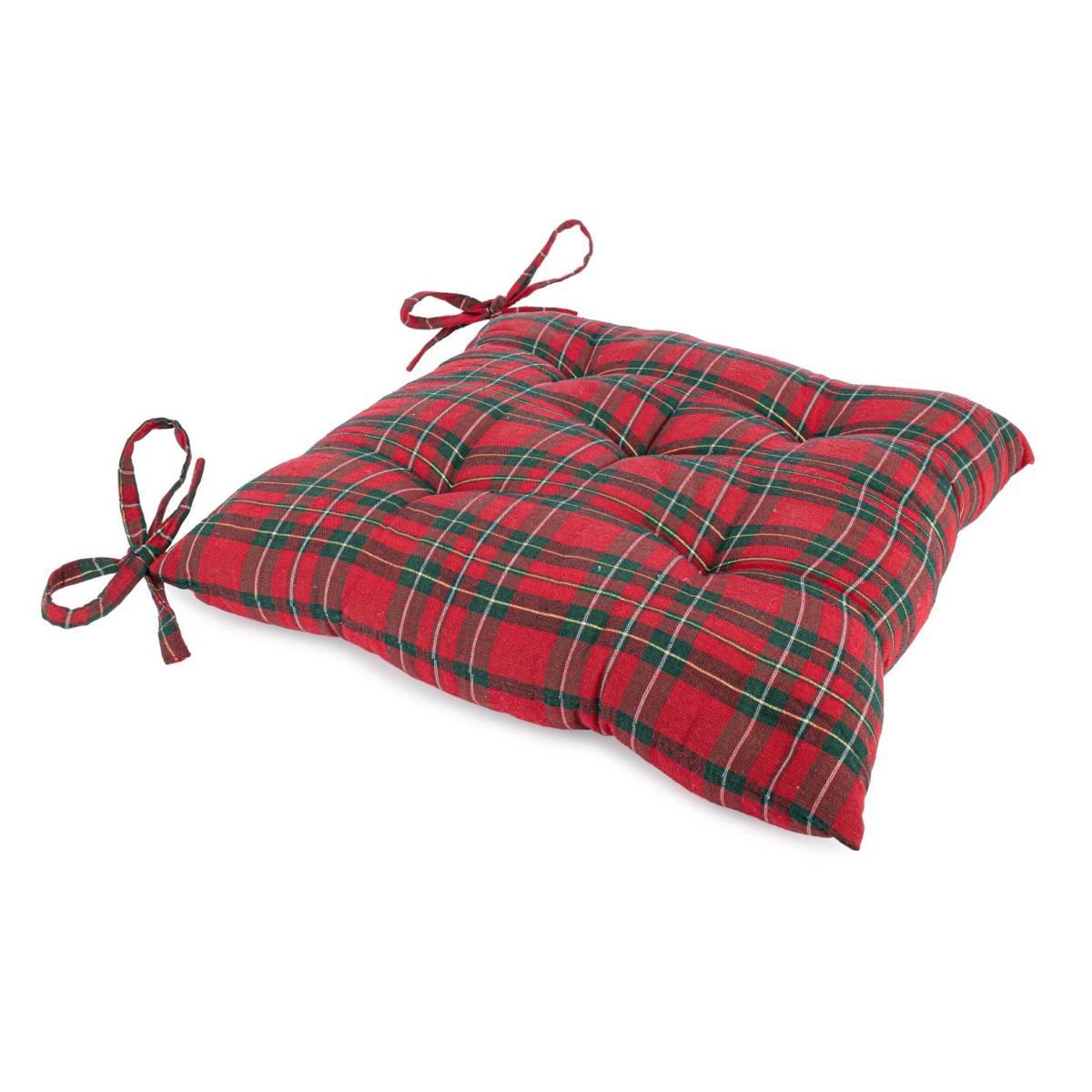 Cuscino sedia in tessuto natale tartan 40 x 40 cm