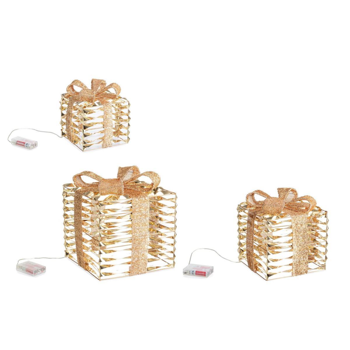 Luci di natale esterno 90 led pacco regalo bianco caldo Set 3 pz