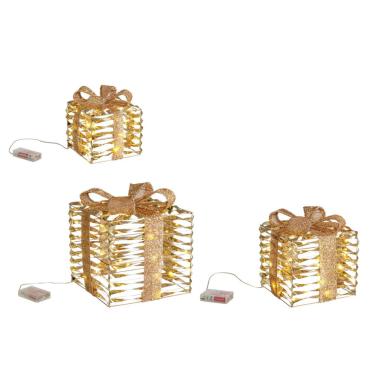 Luci di natale esterno 90 led pacco regalo bianco caldo Set 3 pz