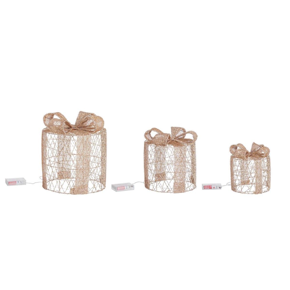 Luci di natale esterno 90 led pacco regalo tondo bianco caldo Set 3 pz