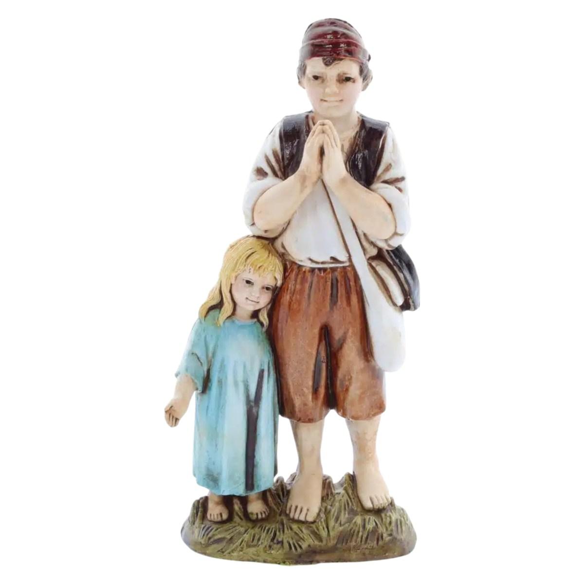 Statua presepe 12 cm coppia di bambini