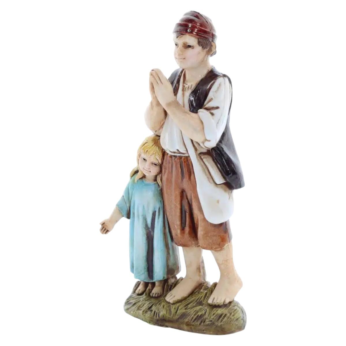 Statua presepe 12 cm coppia di bambini