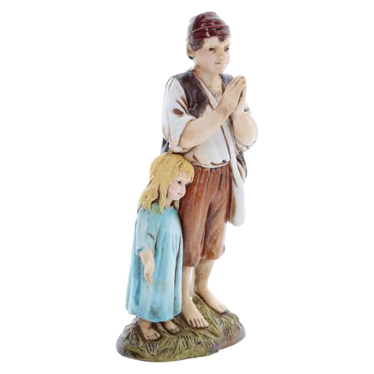 Statua presepe 12 cm coppia di bambini