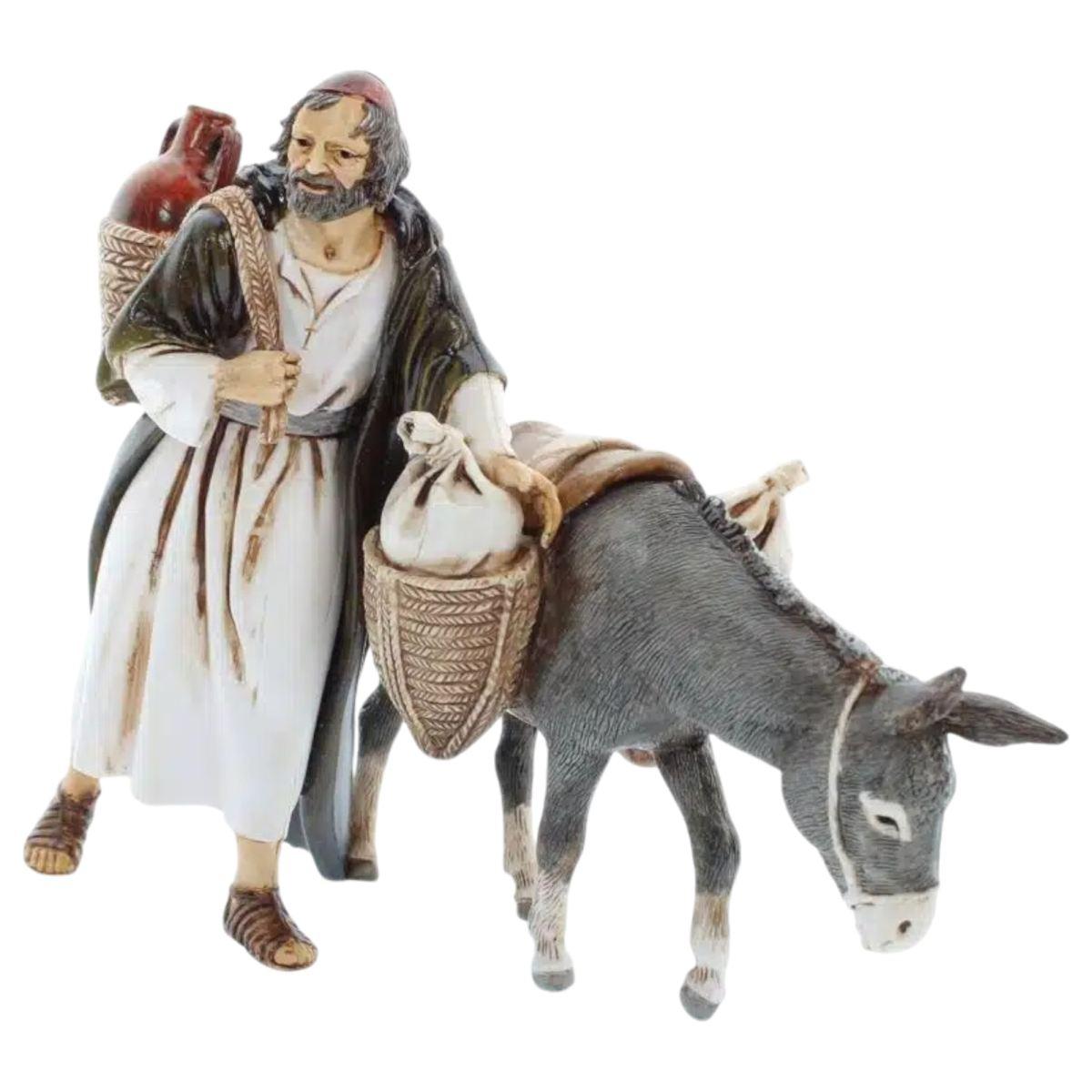 Statua presepe 13 cm viandante asino