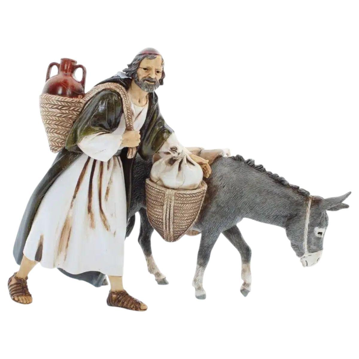 Statua presepe 13 cm viandante asino