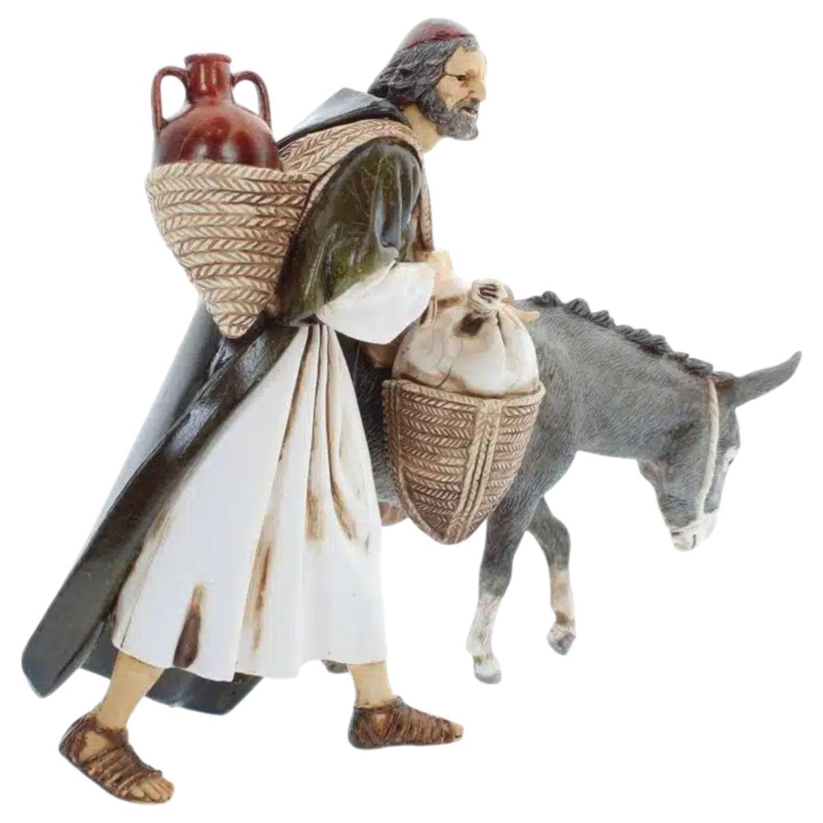 Statua presepe 13 cm viandante asino