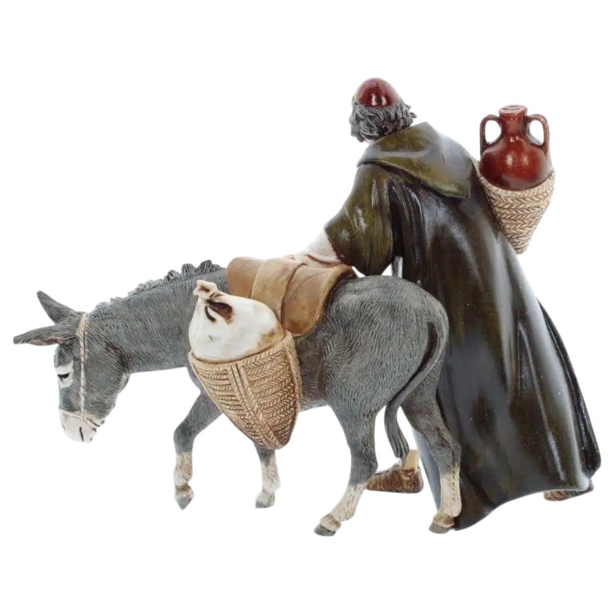 Statua presepe 13 cm viandante asino