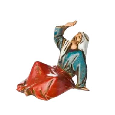 Statua presepe 10 cm pastore seduto