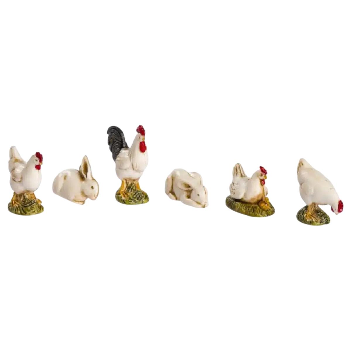 Statua presepe 10 cm animale da cortile galline coniglio st statue da