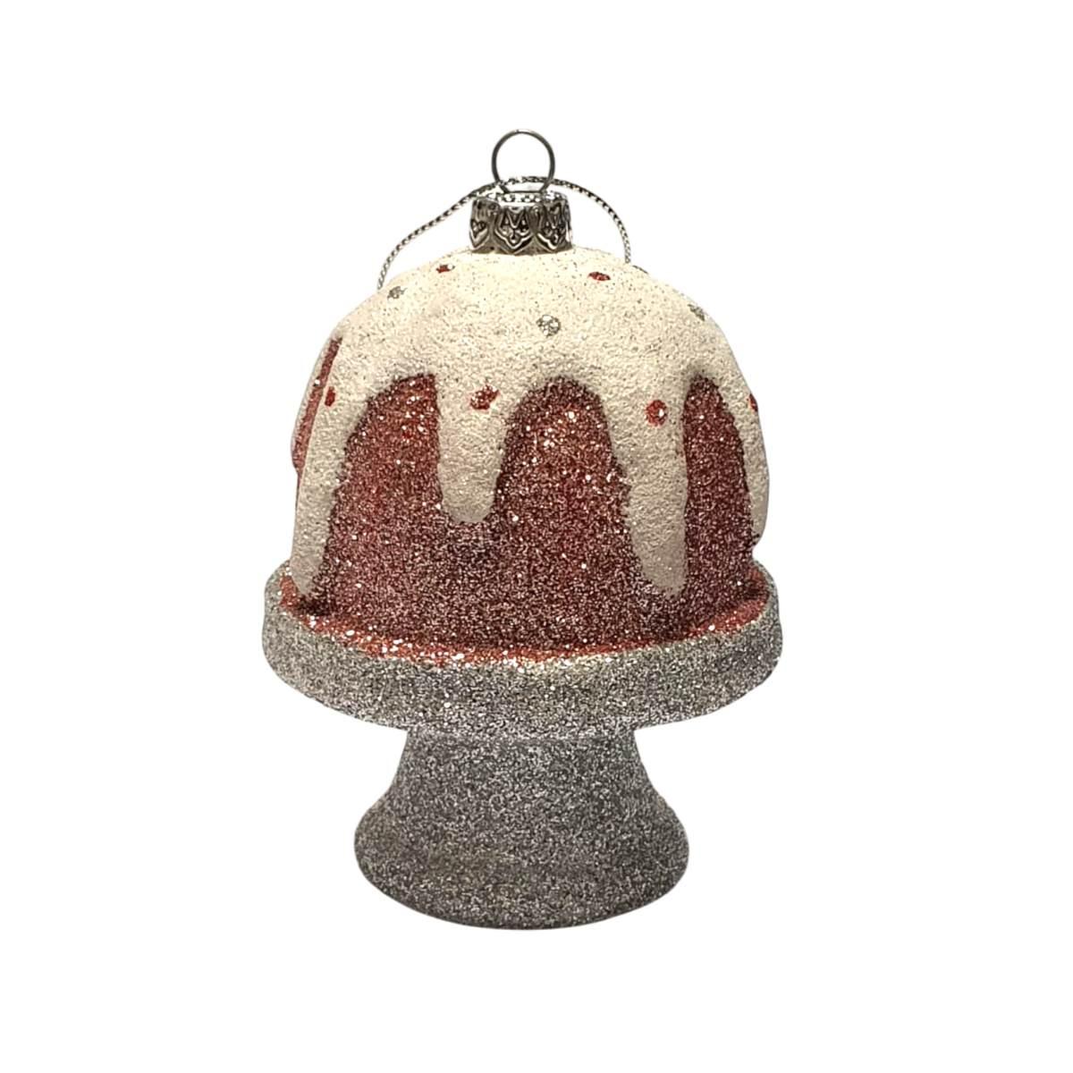 Pallina natalizia pvc dolce circus rosa argento 10 cm