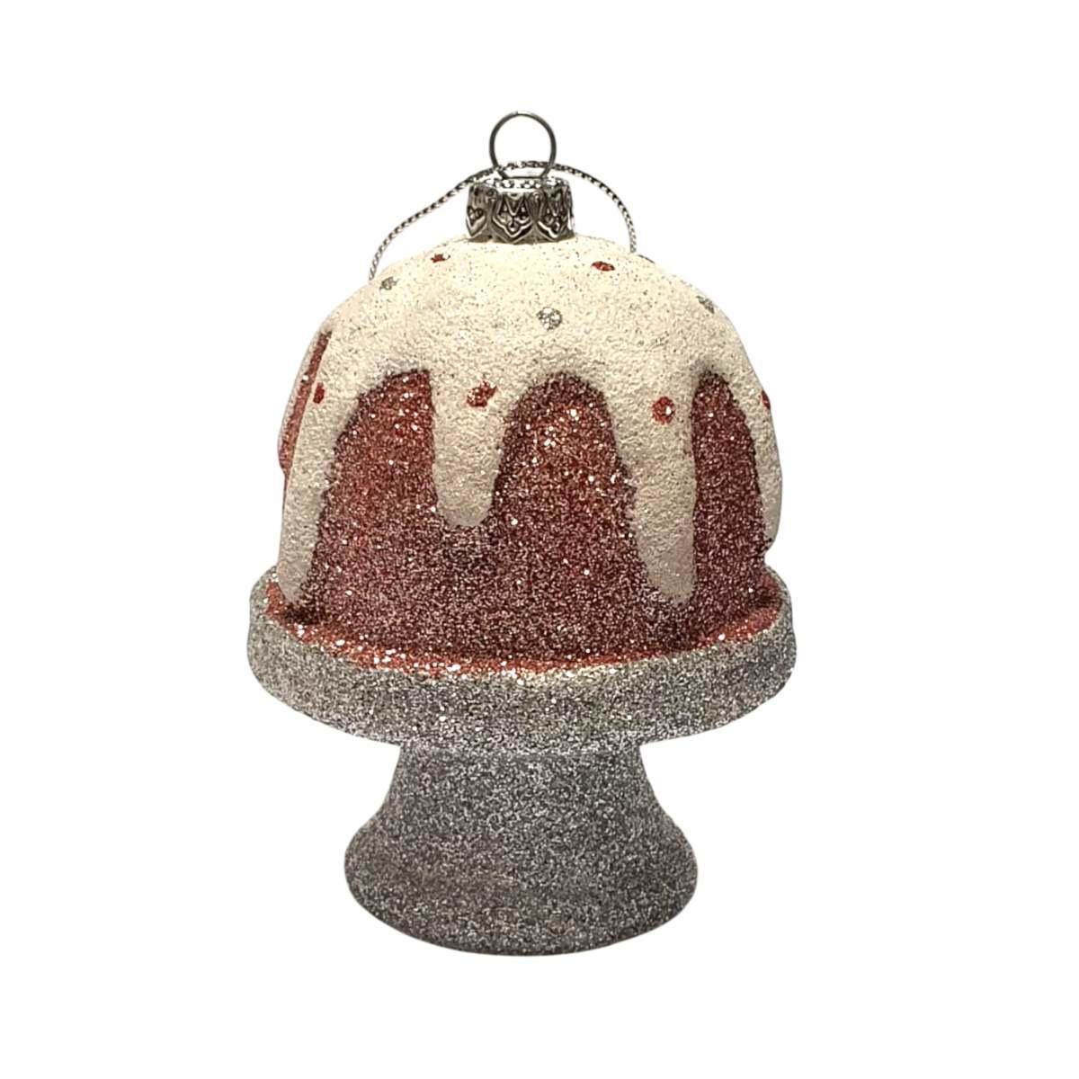 Pallina natalizia pvc dolce circus rosa argento 10 cm