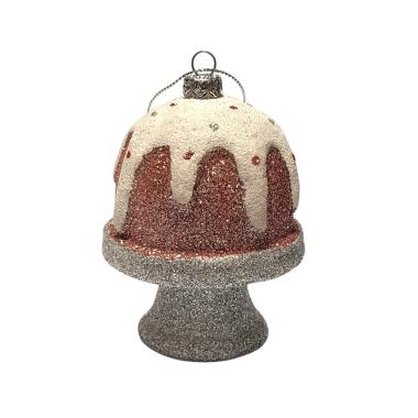 Pallina natalizia pvc dolce circus rosa argento 10 cm