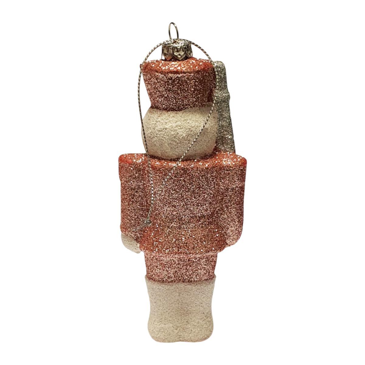 Pallina natalizia pvc soldatino circus rosa argento 10 cm
