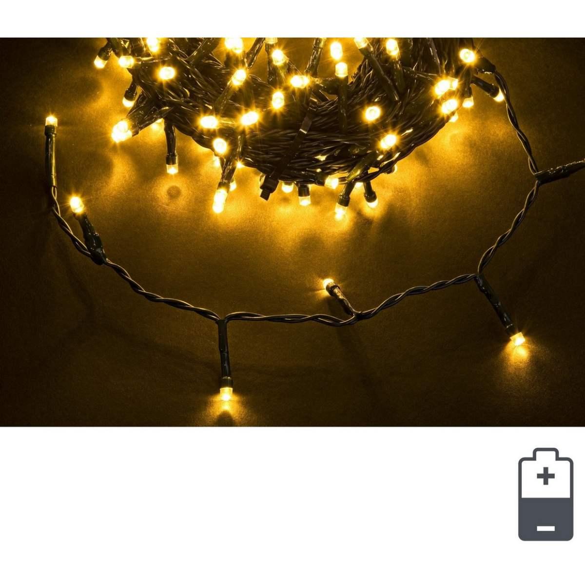 Luci di natale esterno batteria 48 led bianco caldo mt 5 mt