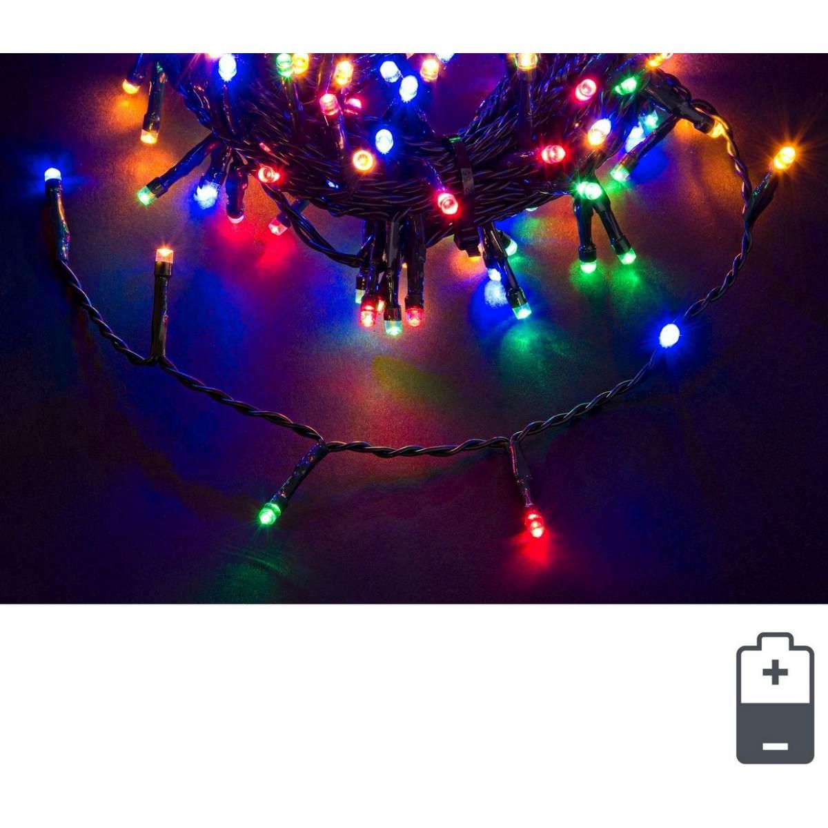 Luci di natale esterno batteria 48 led multicolor mt 5 mt
