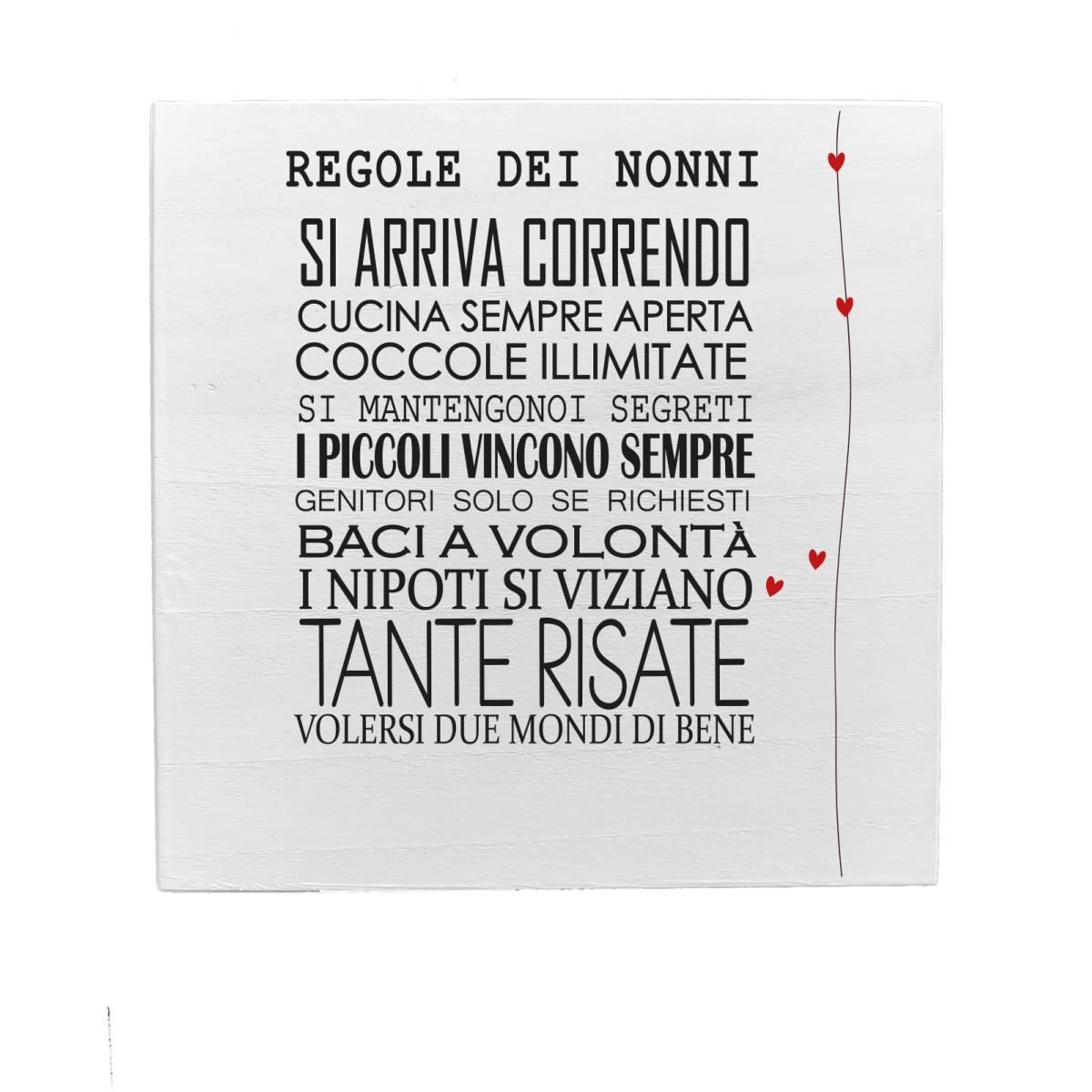 Targa legno dedica regole dei nonni 19,5 cm
