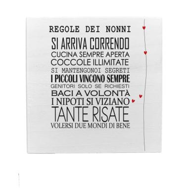 Targa legno dedica regole dei nonni 19,5 cm