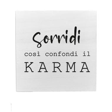 Targa legno dedica karma 19,5 cm