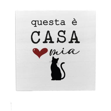 Targa legno dedica gatto 19,5 cm