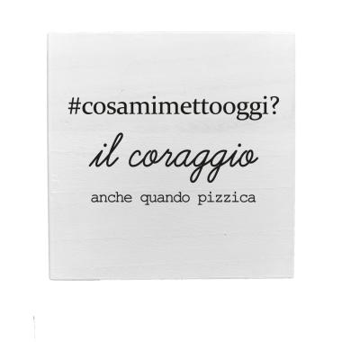 Targa legno dedica coraggio 19,5 cm